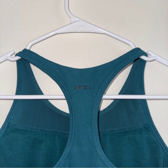 Stori Teal Longline Racerback Sports Bra Tank Top 2 - XS - Picture 4 of 4